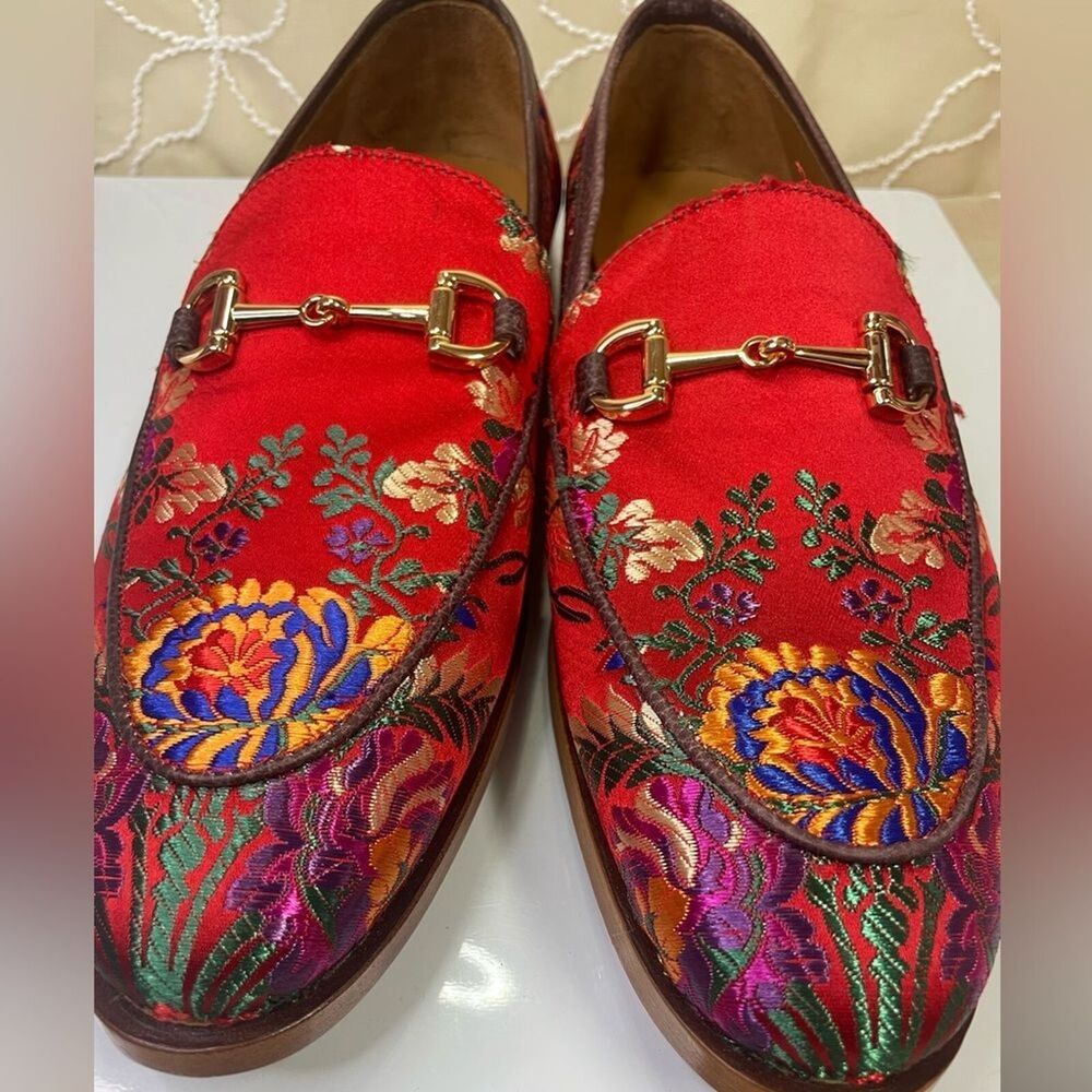 (S5) Russell TAFT Men's Loafer Cocktail Shoes Black/Brown Floral EU size 40